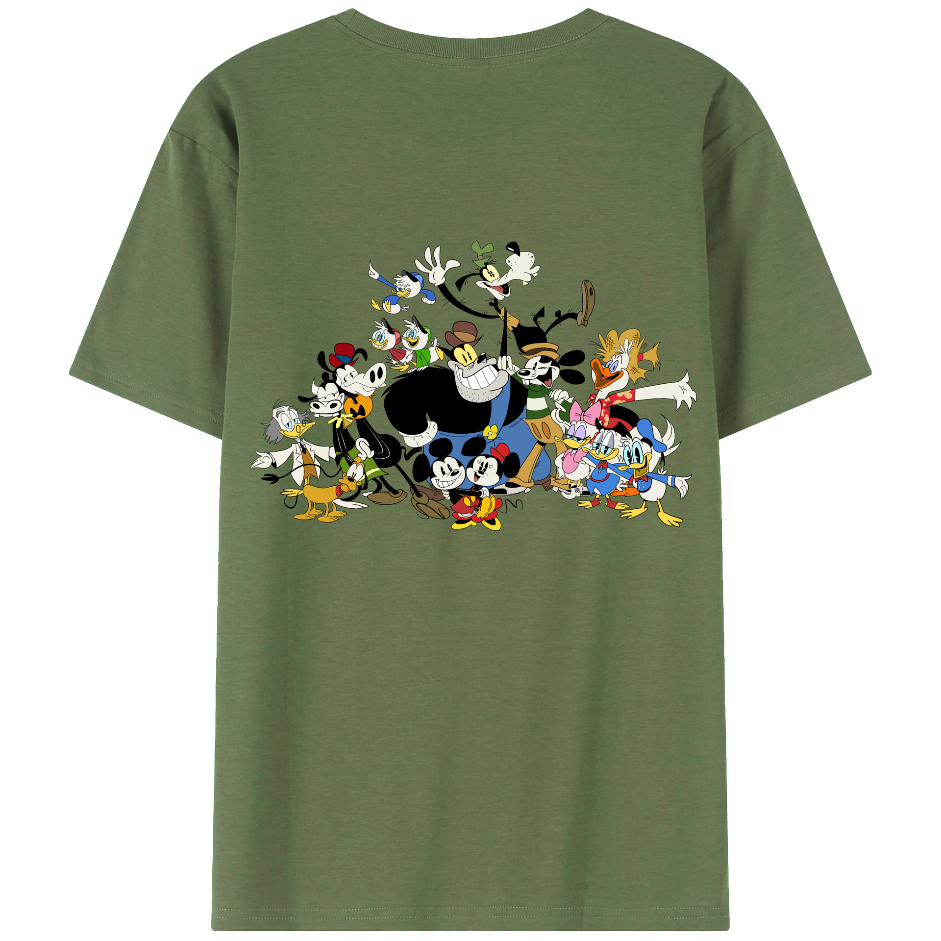 ミッキーマウス Mickey Mouse 綿100％ メンズ半袖Tシャツ（バックプリント） 通気性